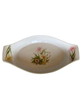 Shafford Serving Tray Jade Lily Fine Porcelain Floral Lilies 12.5X7 Cottagecore